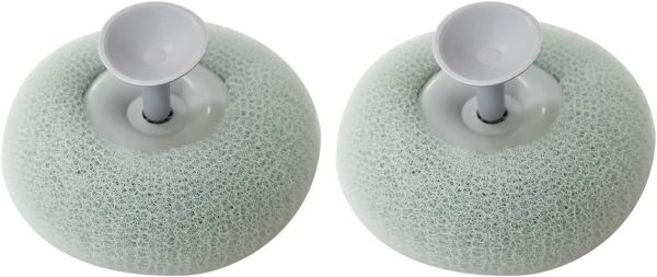 2Pcs Bath Sponge Brush with Suction Cup ，Shower Loofah Sponge Bath Mesh Ball for Clean Body Exfoliation