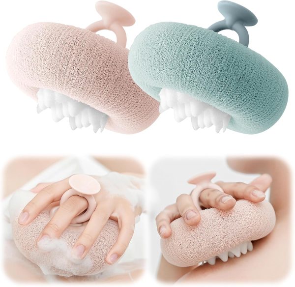 Super Soft Sunflower Suction Cup Bath Ball, 2-in-1 Sunflower Bath Ball, 2 PCS, Pink, Cyan, Polyurethane, Simplicity, Cute