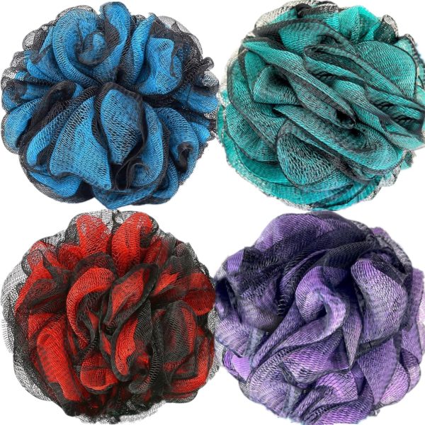 Loofah Sponge Shower Loofahs 70g Bath Sponges Mesh Balls 4 Colors Body Scrubber Exfoliator Back Scrubber Bathroom Men Women Scrubbers Cleaning Bathing Accessories