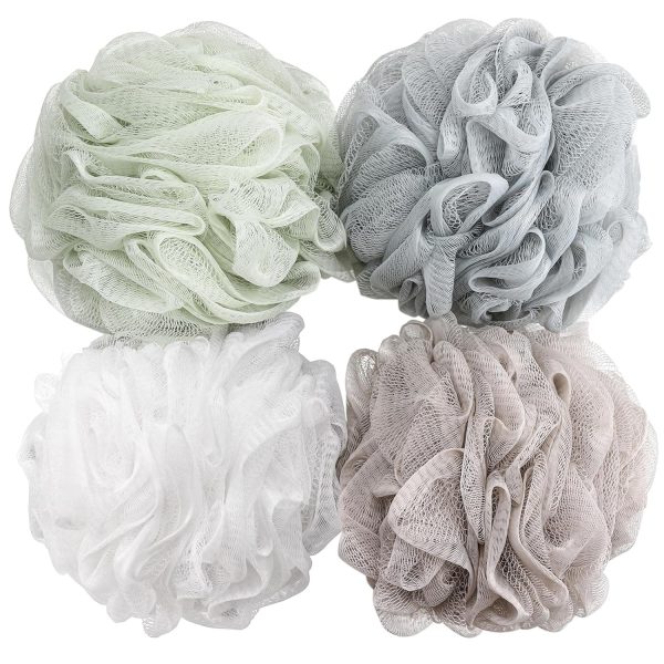 Bath Sponge Shower Loofahs 60g Mesh Pouf Bath Scrunchies Body Wash Puff Shower Puff - Pack of 4